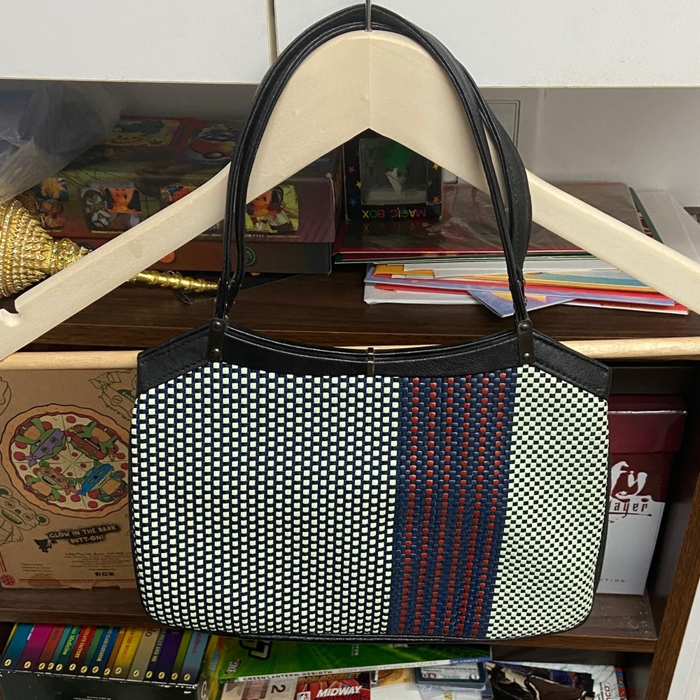 Vintage Japanese Stylish Black and Multicolor Women's Handbag
